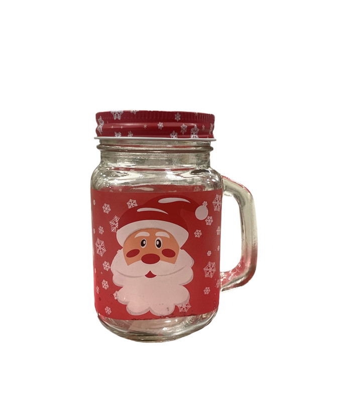 Vaso de Vidrio Navideño con pajilla 1 pc