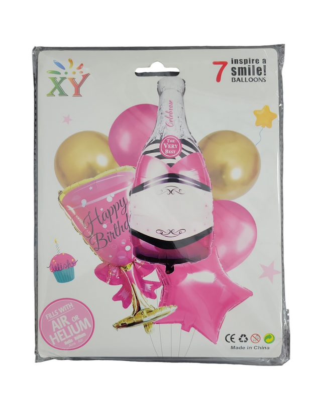 GLOBO FIGURA DE BOTELLA 7 PIEZAS