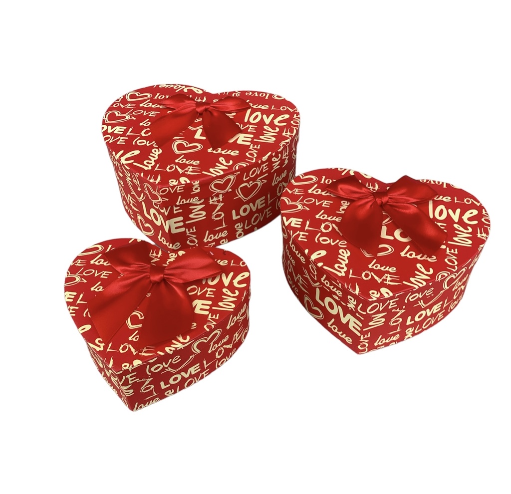 Caja para regalo figura corazón 3 pzs 