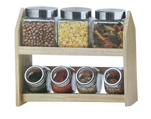 [A507-ZBOR-5] Set de 7 Botes con Organizador de madera